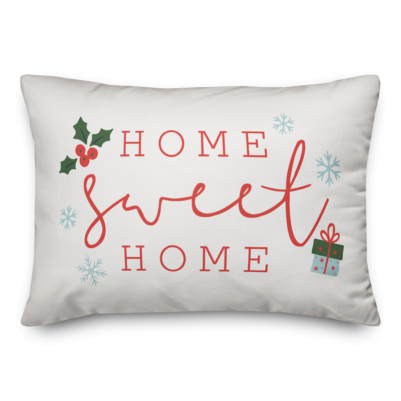  Coussin lombaire rectangulaire Home Sweet Home, Blanc