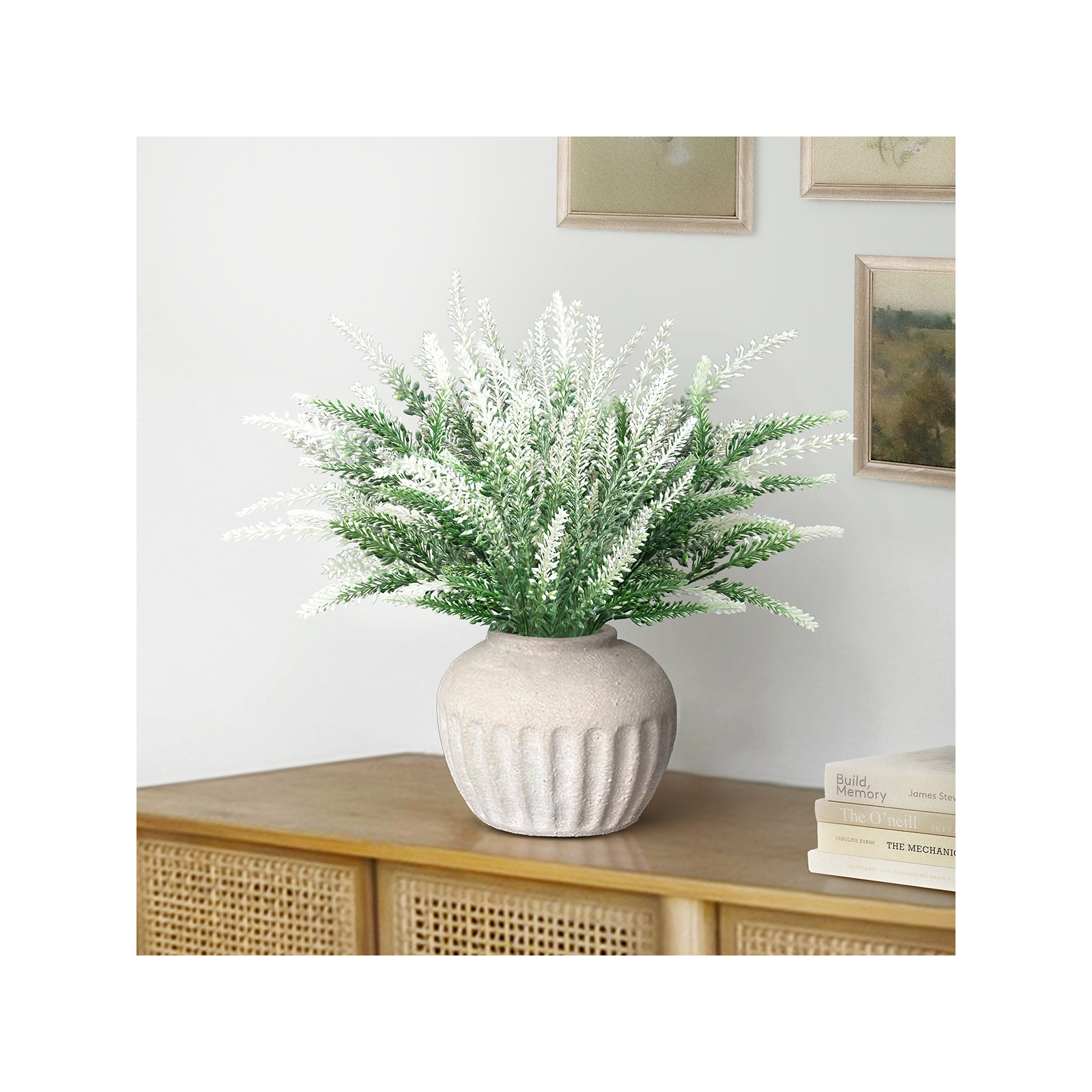Plastic Lavender Bush, White