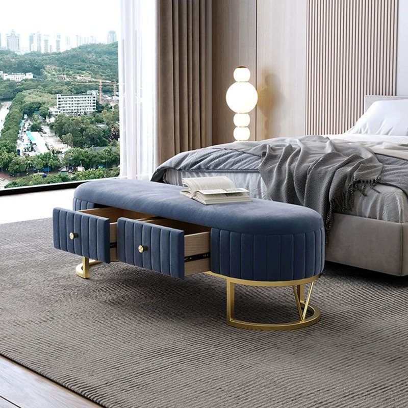 Banc avec revêtement, Bleu, H 16,93 po x l 55,12 po x P 17,72 po