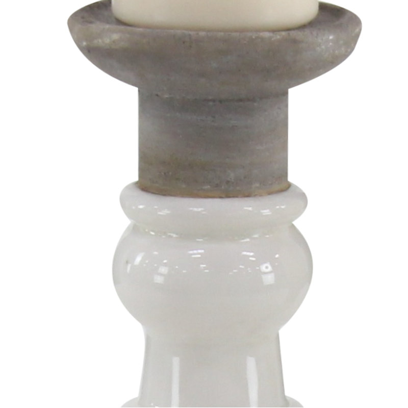 20'' H Concrete / Cement Tabletop Candlestick, Taupe