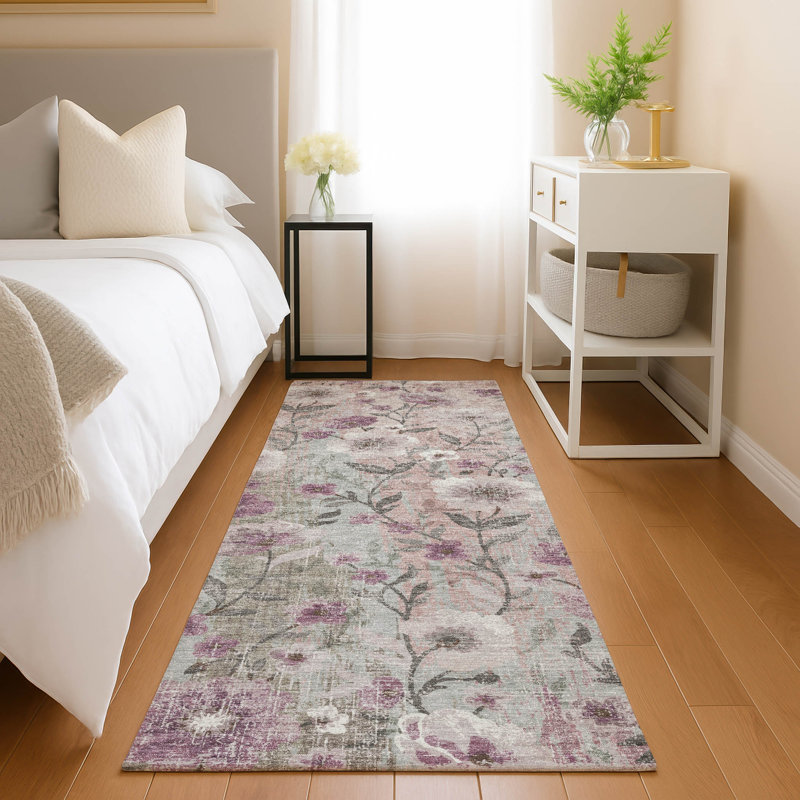 Machine Washable Indoor/Outdoor Raemoore ACN2403 Floral Rug, Runner 2'3" x 7'6"