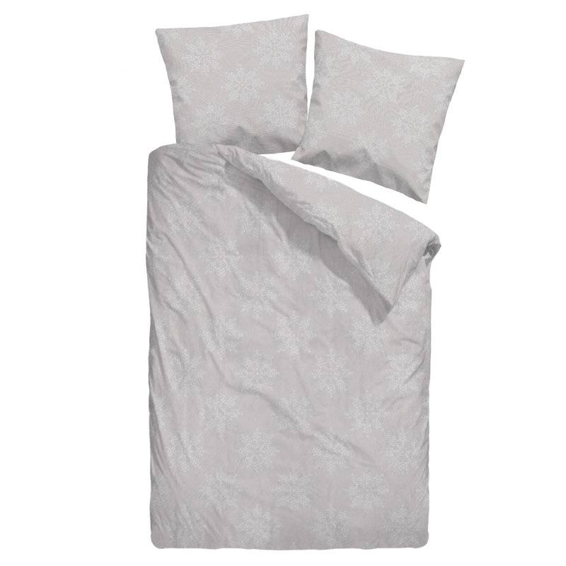 Cotton Floral Duvet Cover Set with Pillowcases Included, 155 x 220cm Duvet Cover + 1 Pillowcase , Dark grey
