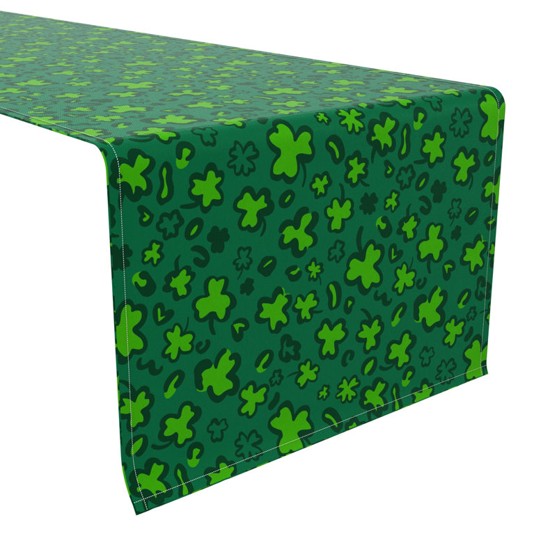 Table Runner, 100% Cotton, 16X72", Shamrock Animal Print