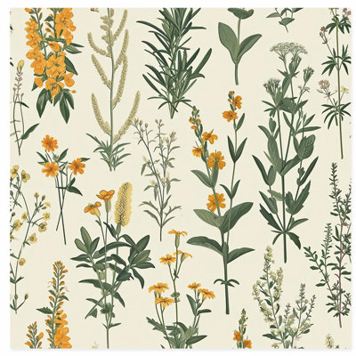 «Botanical Plants & Wildflowers Array II Cottage», reproduction d'art non encadrée