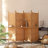 4 Panels Brown Solid  Wood Folding Room Divider