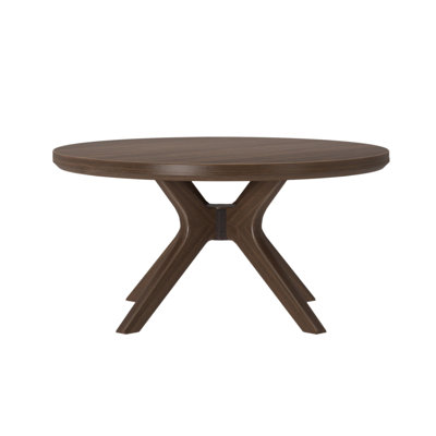 Muhsina Cross Leg Round Coffee Table (36in x 36in / 910mm x 910mm), Pecan by George Oliver