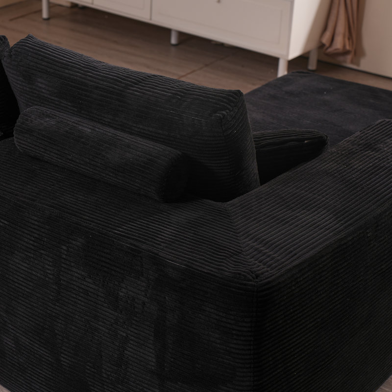 Viola 2 - Piece Upholstered Boneless Sectional, Black, Left Hand Facing