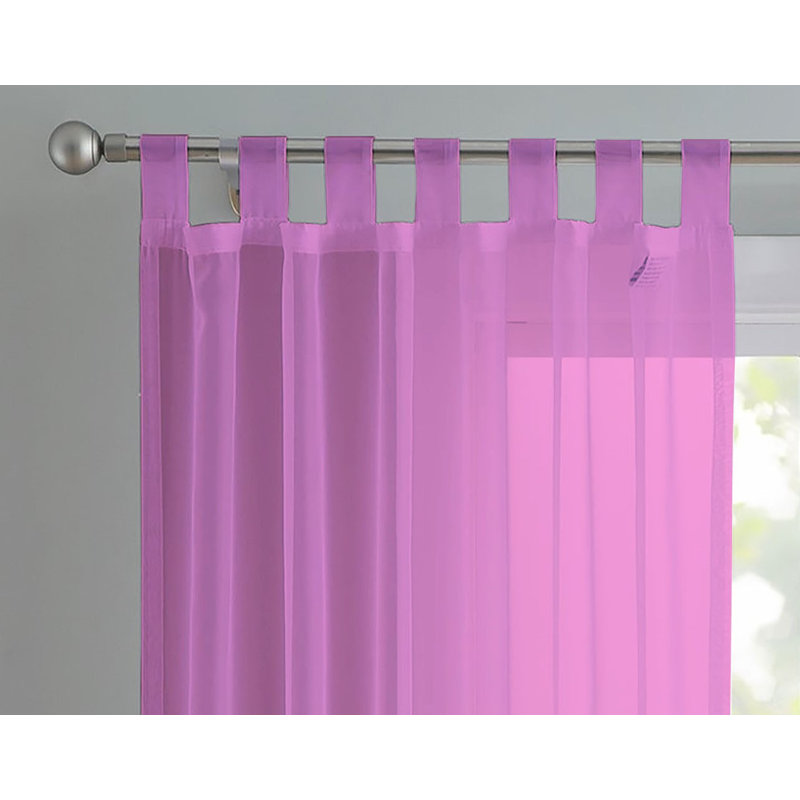 Birdsall Tab Top Sheer Single Curtain Panel, Lilac, 144 W x 137 D cm