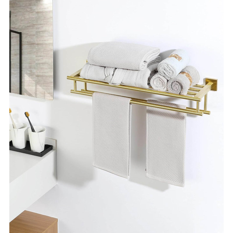 Bathroom Towel Shelf Towel Holder, Gold