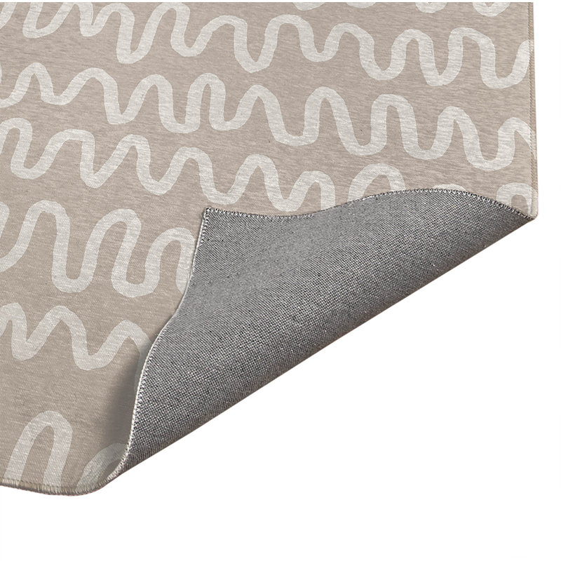Wiggle Stripe Lightweight Non-Slip Kitchen Mat, Rectangle 3' x 5', Taupe