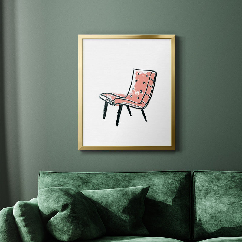 Toile encadrée de qualité supérieure «Take a Seat IX» - prête à être accrochée, Or, H 24 po x l 20 po