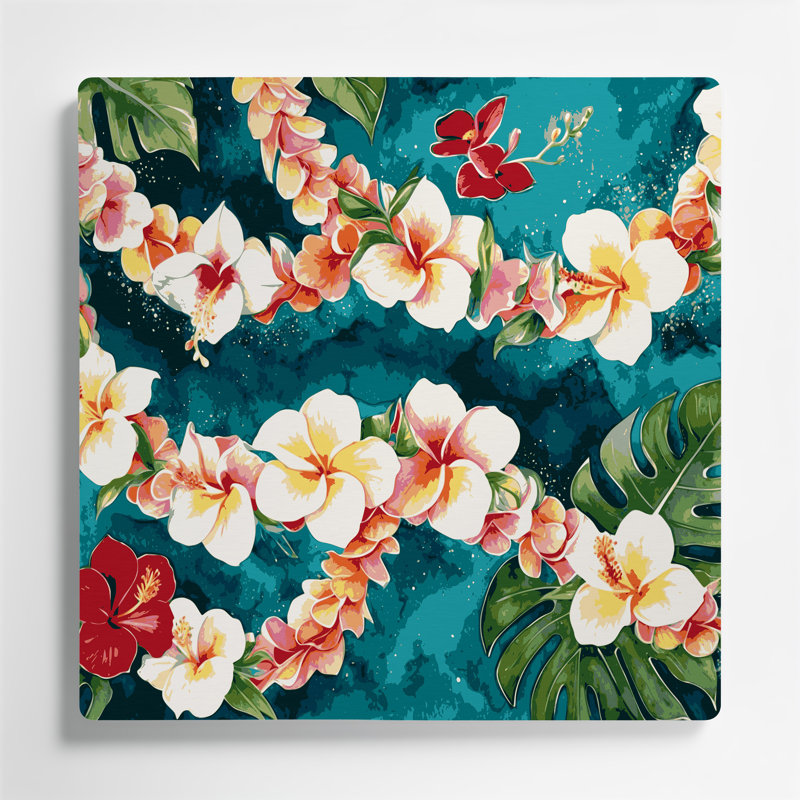 Art mural bleu hawaïen hawaïen Lei, H 12 po x l 12 po
