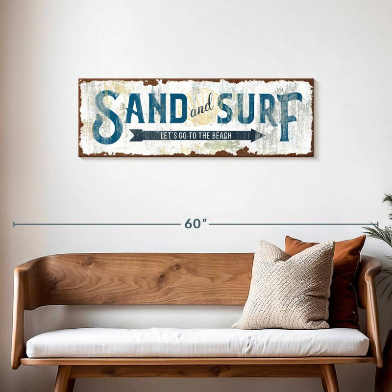 Sable et surf, impression sur toile, H 14 po x l 42 po