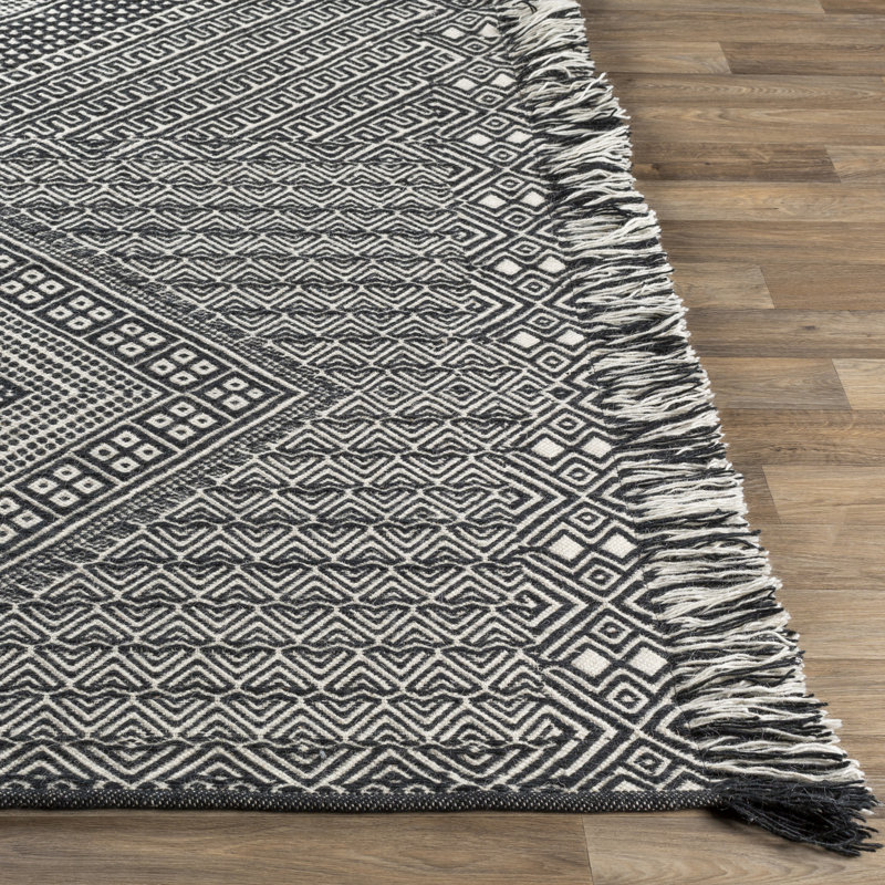 Tapis noir / ivoire Cordes, Rectangle 2 pi x 3 pi