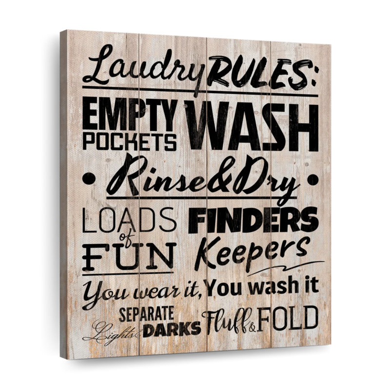 «Laundry Rules», impression sur toile tendue, H 10 po x l 8 po x P 1 po