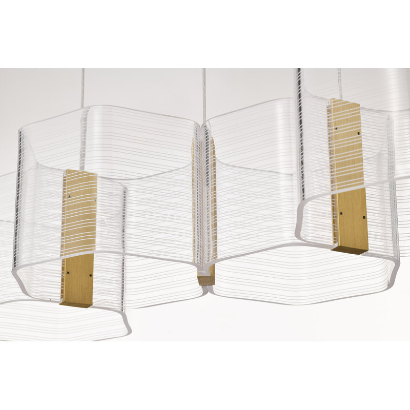 Kenzo - LED Mini Pendant -  Anodized  - Light Guide Panel, 5.5" H x 37.13" W x 10.25" D, 6 Lights
