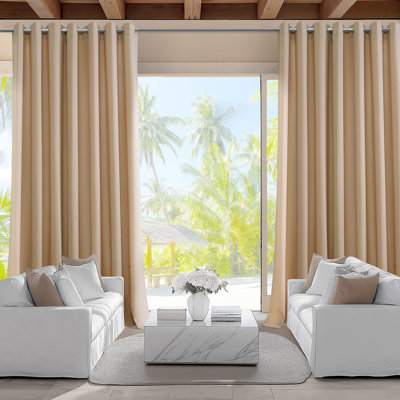 Villanova Solid Grommet Water Resistant Light Filtering Outdoor and Indoor Curtains (1 Panel)