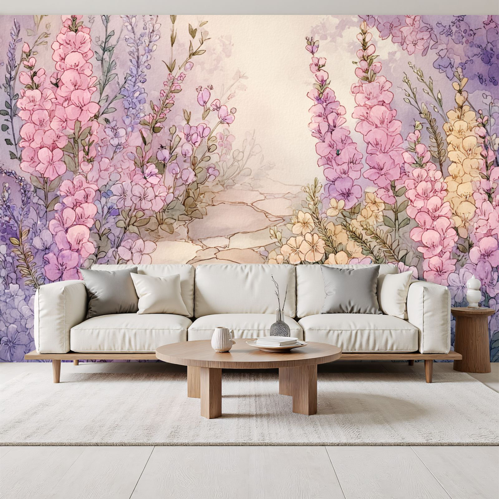 Red Barrel Studio Peel and Stick Wallpaper Vintage Stone Path Floral ...
