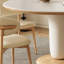 Creamy Round Dining Table with Wooden Accent-106778126