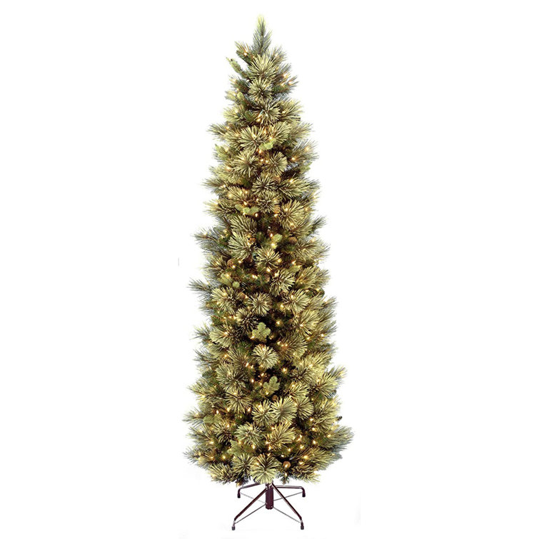 Carolina Slim 9' Green Pine Artificial Christmas Tree with 800 Clear Lights with Stand