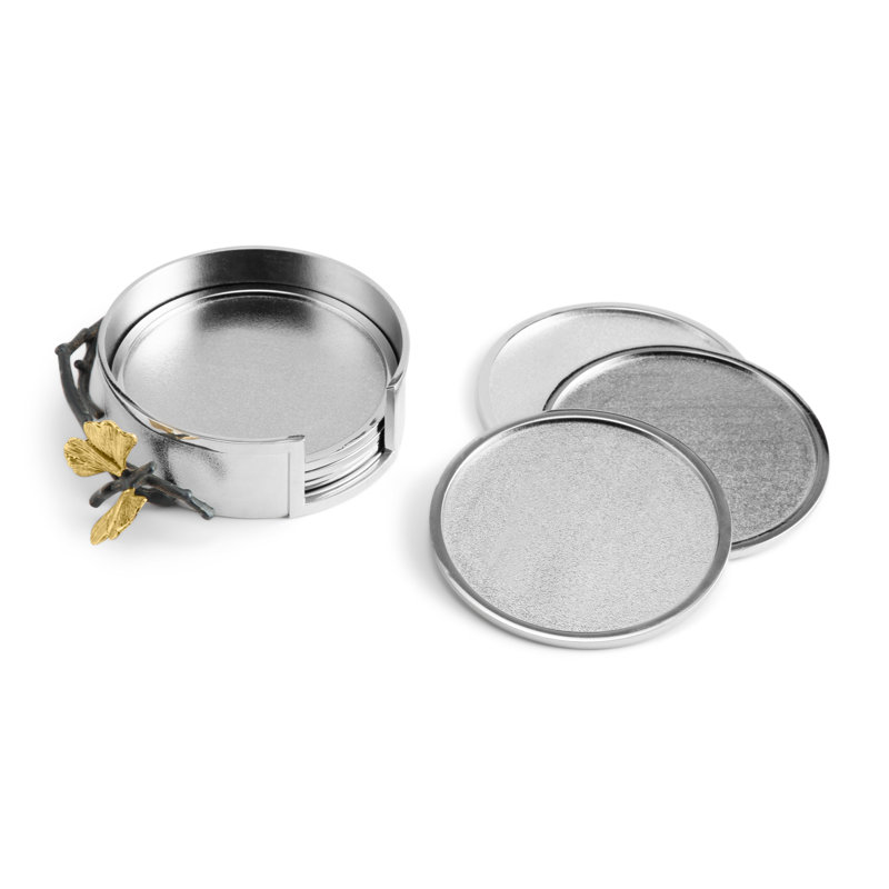 Butterfly Ginkgo Coaster Set With Holder