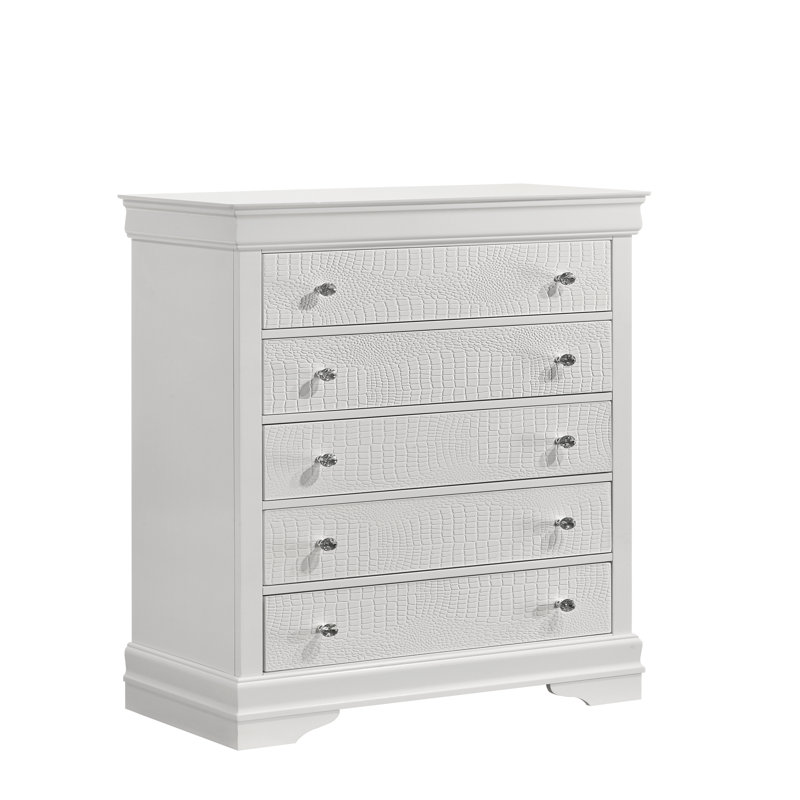 Commode 5 tiroirs Blaze, Blanc