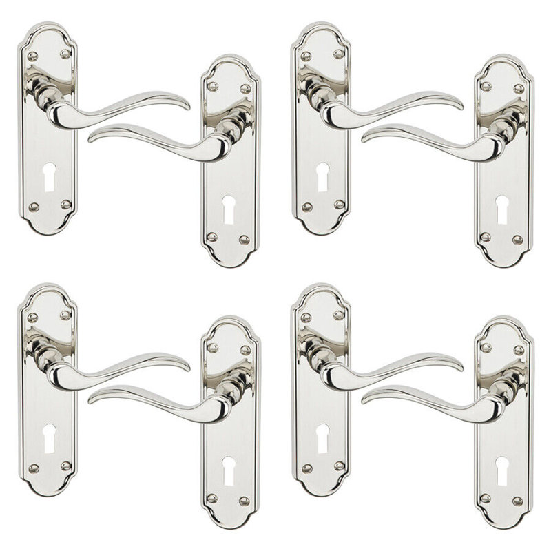 Door Handle, Polished Nickel