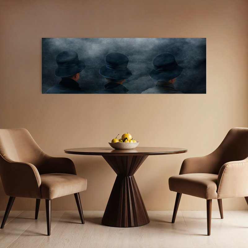 Mystérieux hommes dans le brouillard, art mural rétro classique dramatique, H 16 po x l 48 po