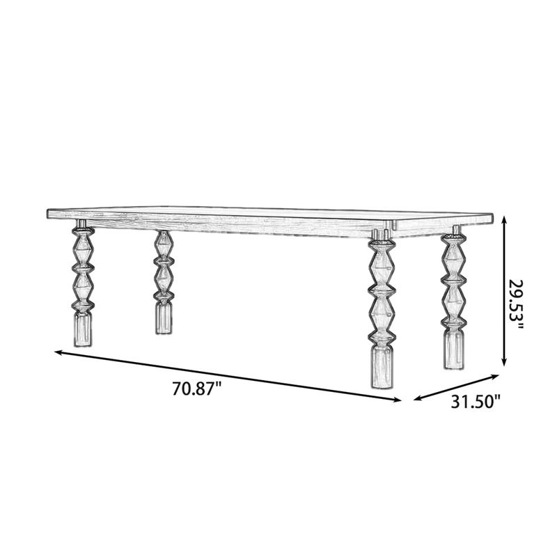 Black Rectangular Solid Wood Dining Table, Black, 29.53"H x 70.87"L x 31.5"W