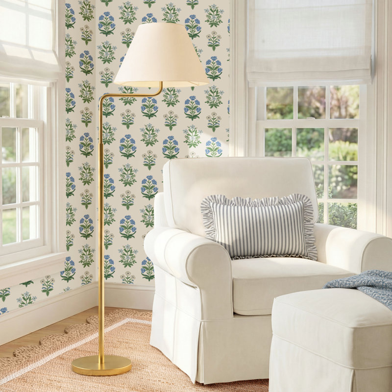 61'' Brass Swing Arm Floor Lamp