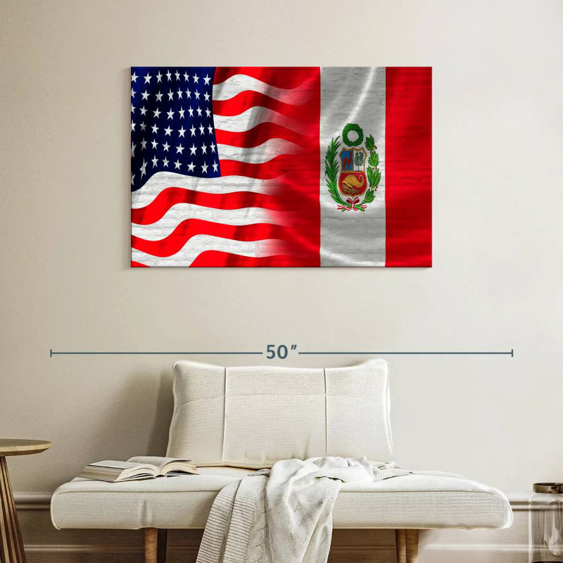 Drapeaux de Borges, Pérou et États-Unis, H 26 po x l 39 po