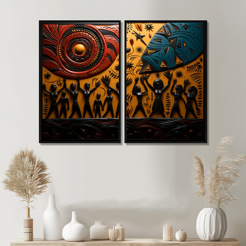 Tavare - art mural orange, H 36 po x l 48 po, Impression encadrée flottante, Noir