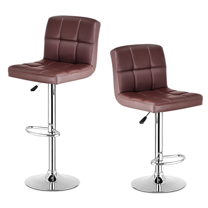 Sanya Swivel Upholstered Faux Leather Adjustable Height Counter Stool, Brown