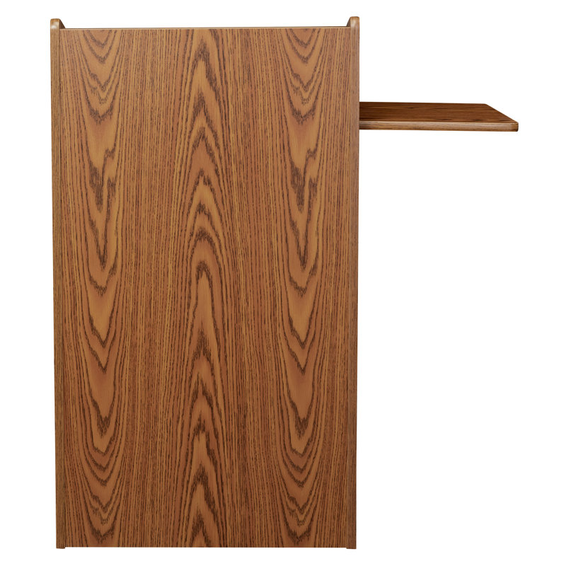 Medium Oak Rolling Workstation Lectern with Shelves