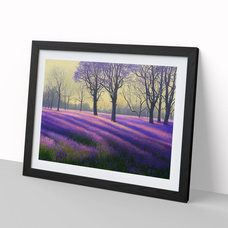 Bluebell Field Watercolour Vol.2 - Single Picture Frame Painting, Black Framed, 46cm H x 64cm W x 2cm D