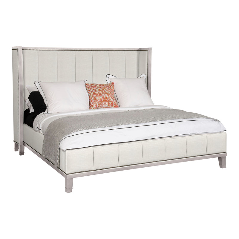 Mattingly Michael Weiss King Upholstered Panel Bed, Dove Gray, Nadia Parchment, No