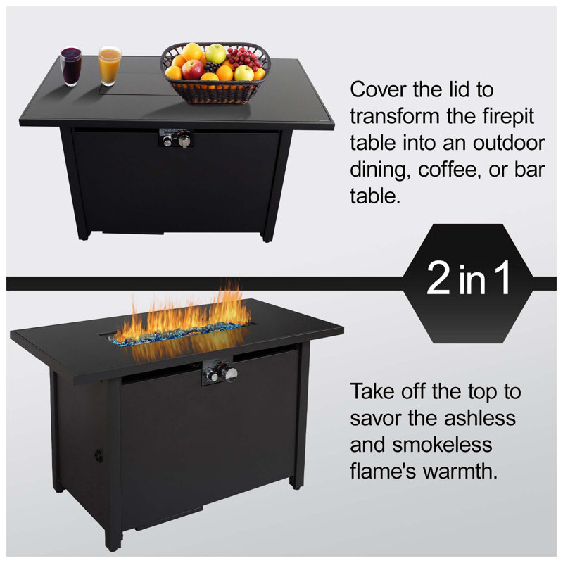 Steel Outdoor Fire Pit Table With Lid
