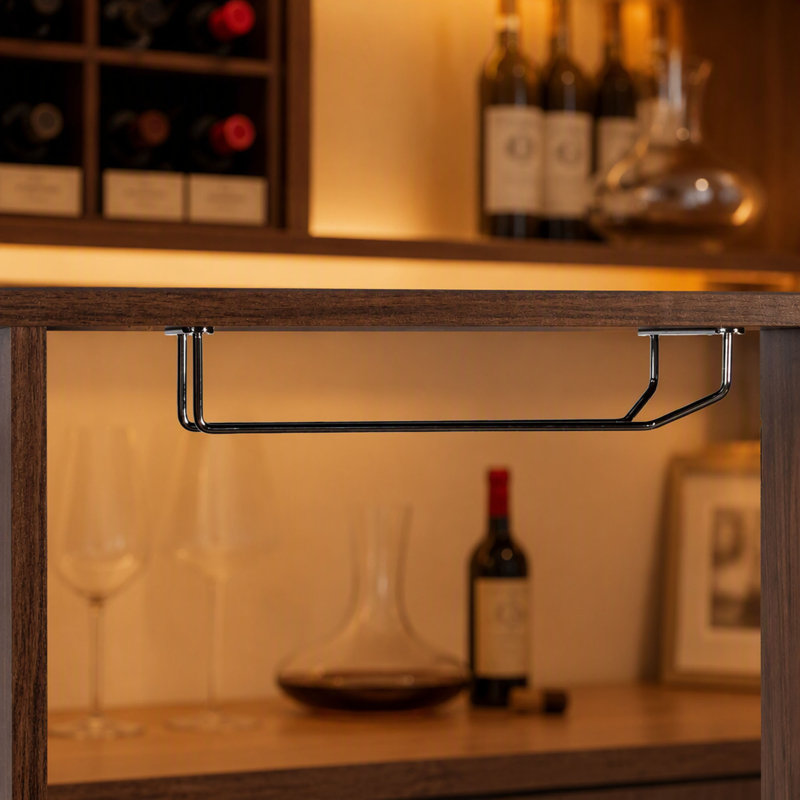 Grand support à vin mural rustique à 3 niveaux pour bouteilles, support à vin mural en bois multifonctionnel, support de rangement avec porte-verres à vin, support de rangement mural pour la décoration de la salle à manger
