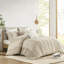 Housse de couette en coton très grand / très grand avec fermeture à boutons taupe et blanc à rayures multicolores