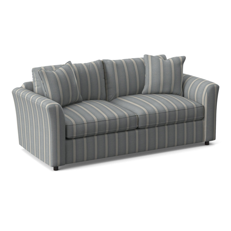 Northfield 84'' Upholstered Sofa, Light Blue and White Stripe; 0256-54