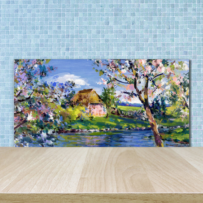 Spring Landscape 50cm x 100cm Glass Panel