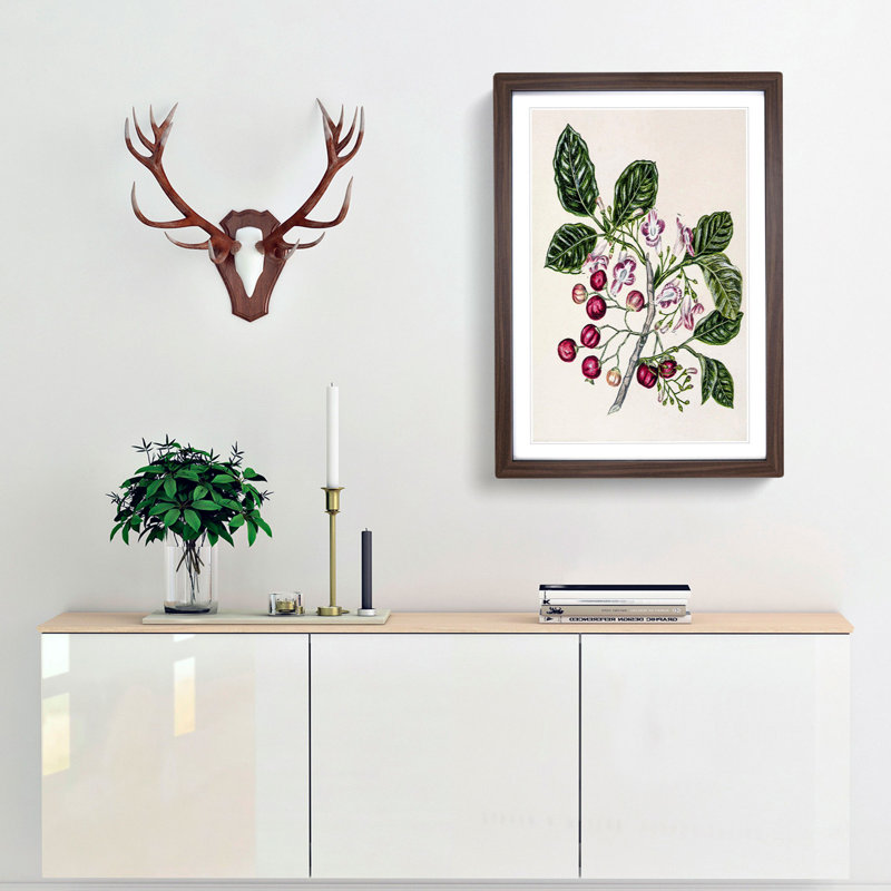 Puriri Vitex Lucens Flowers by Sarah Featon - Picture Frame Painting Print, Walnut Framed, 48cm H x 36cm W x 2cm D