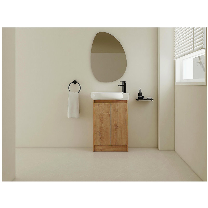 Meuble-lavabo autoportant de 23 po avec lavabo et portes, Imitation chêne