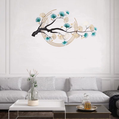 Décoration murale en métal feuille d'arbre ginkgo