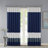 Modern Polyoni Pintuck Curtain Panel In Navy And Ivory