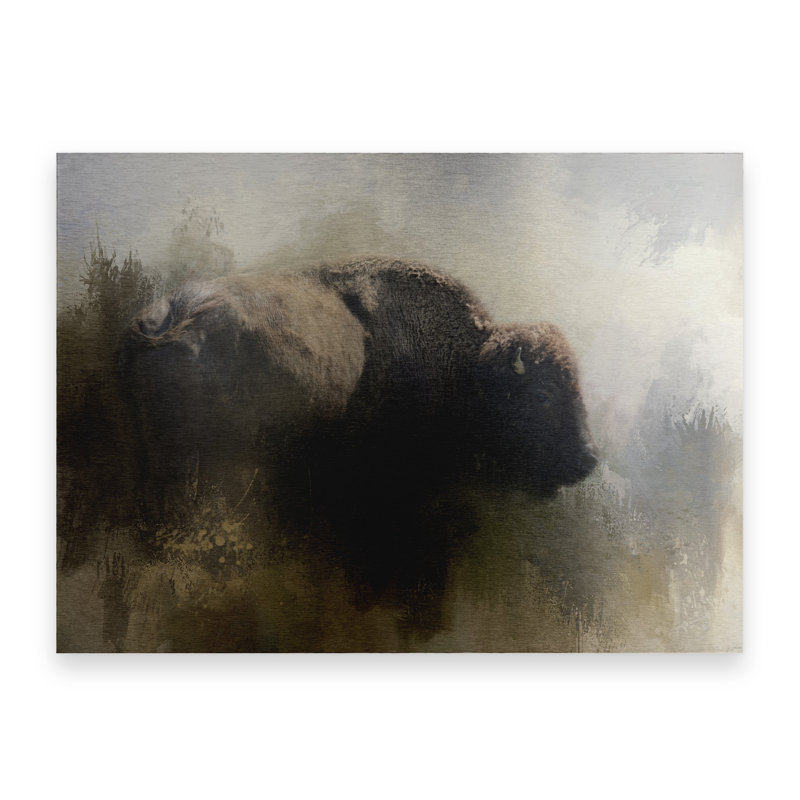Art abstrait en aluminium brossé Jai Johnson «Abstract American Bison»