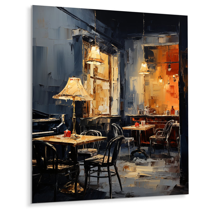 Jaune et gris Jazz Cafe Melody 1 - musique Jazz, art mural en métal, H 20 po x l 12 po x P 1 po