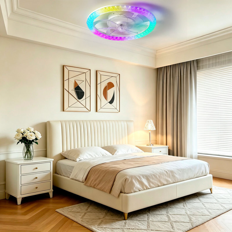 Ventilateur de plafond encastré à DEL 20 po à intensité variable avec télécommande / application / commande vocale Makaiyla