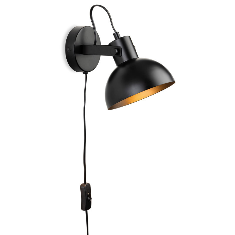 Plug-in Armed Sconce, Black