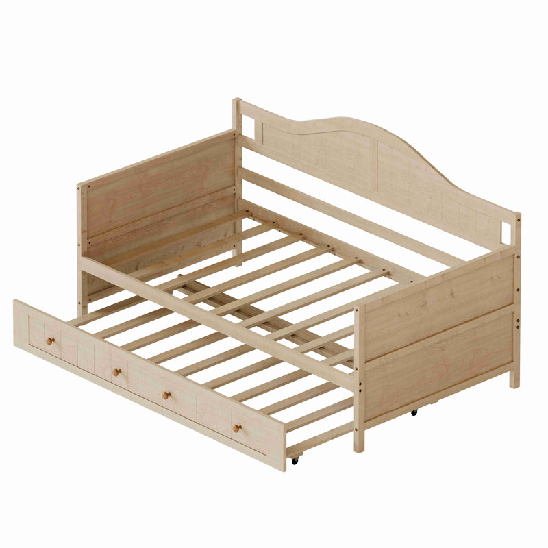 Lit de jour en bois massif avec tiroir à roulettes, canapé-lit simple à usages multiples pour le salon de la chambre à coucher